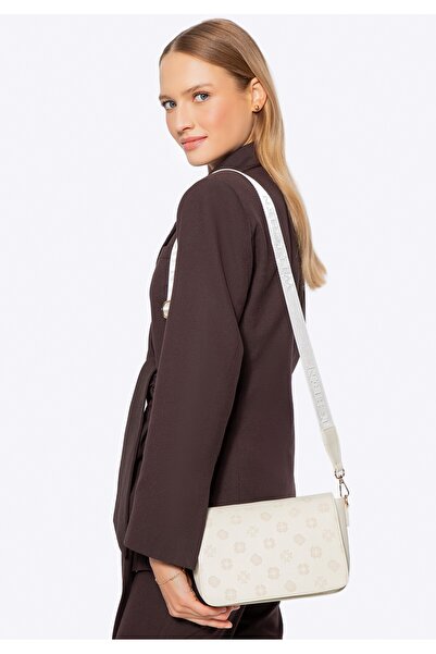 Wittchen Women's Messenger Bag in Imitation Leather with Embossing, Cream, Cr...