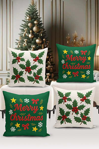 Bertille Home Seria de Anul Nou, set de cu imprimeu huse de pernă digitale cu...