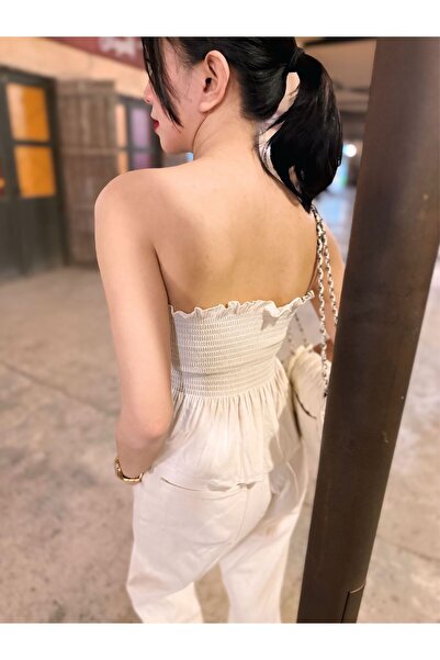 Moon White tube Fashion thessa basic cotton linen sexy uneven summer daily casual tube top