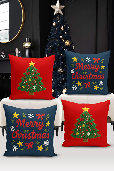 Bertille Home Seria de Anul Nou, set de cu imprimeu huse de pernă digitale cu...