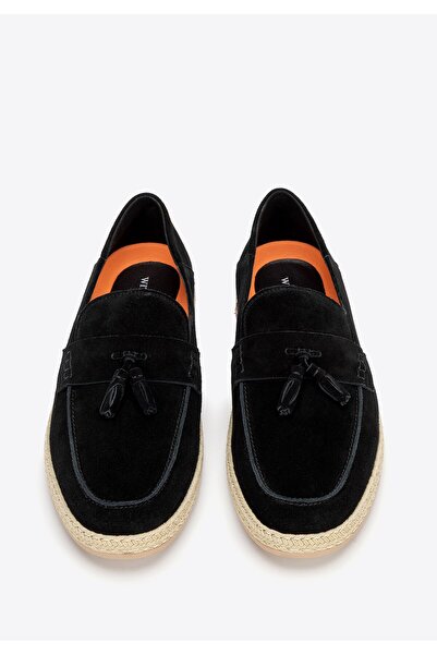 Wittchen Men's Black Suede Leather Loafers with Tassel