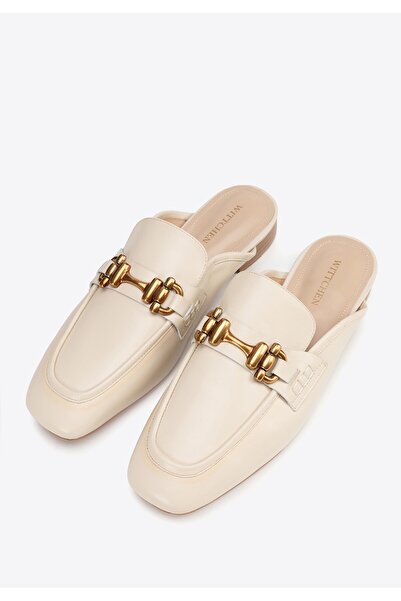 Wittchen Women's Leather Loafers with Open Heel, Beige, Leather