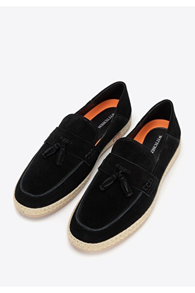 Wittchen Men's Black Suede Leather Loafers with Tassel