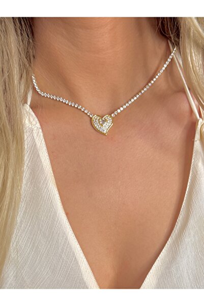 YOUES JEWELRY قلادة من الفولاذ على شكل مسار مائي لا يدور، مرصعة بحجر الزركون