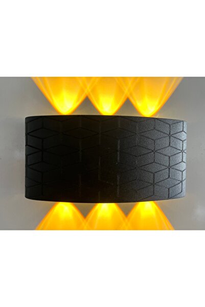 gaziantepavize Geometrik Deren Siyah Kasa Günışığı Anahtarlı Ledli Elektrikli Aplik - Tek Adet - PİLLİ DEĞİLDİR