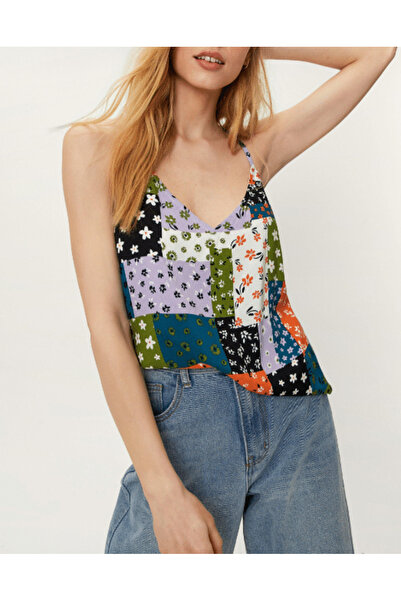 NASTY GAL Top Cami Swing Floral - XL, culori variate, 100% viscoză