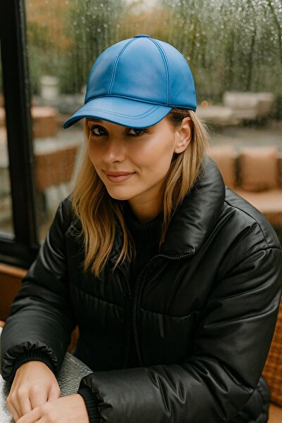 MARBERRY Șapcă pentru femei din piele artificială albastră