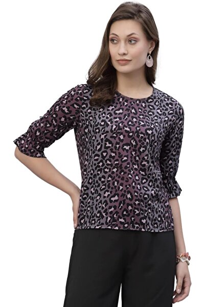 KRAVE Karve Women Beige & Black Printed Top