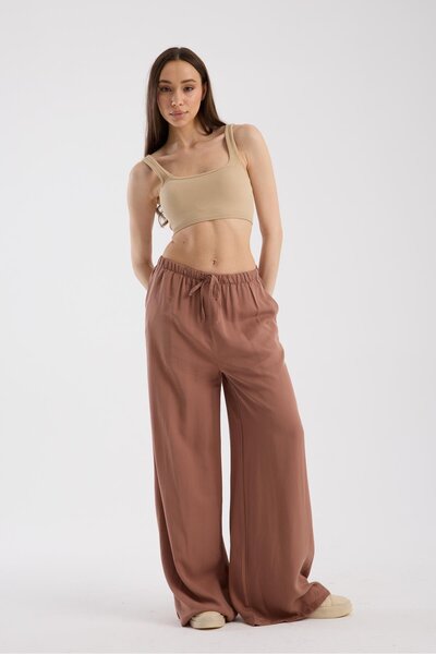 Shoppingdimoda 100% cotton high waist wide leg pants - comfortable and stylish silk appearance