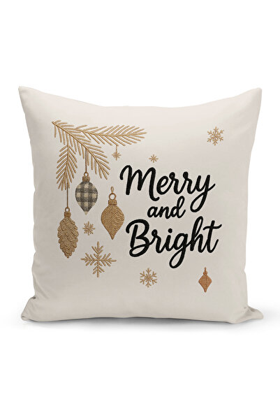 Bertille Home New Year Series Double-Sided Digital Printed Set of 4 Throw Pillow Covers (Christmas Cushion Cover)