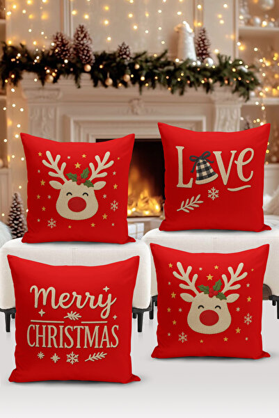 Bertille Home Seria de Anul Nou, set de cu imprimeu huse de pernă digitale cu...