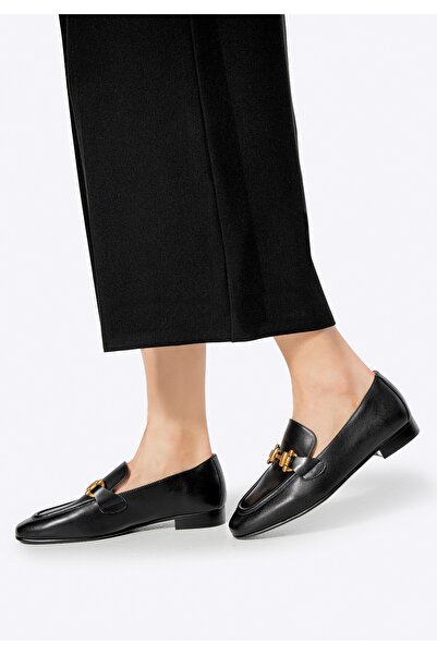 Wittchen Mocasini din piele pentru femei cu cataramă, piele neagră