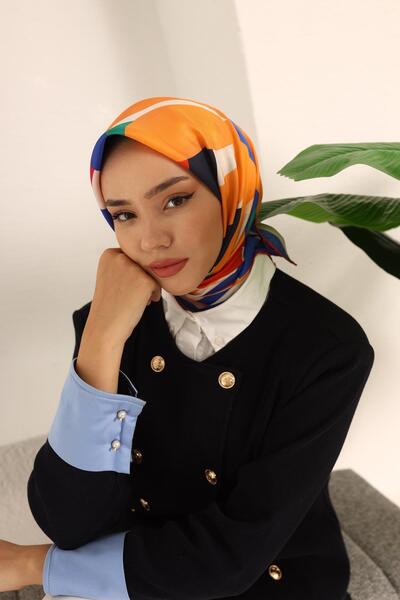 Silk Home Navy Blue, Orange, Fuchsia, Green, Blue Tivil Silk Scarf Ist 11408 ...