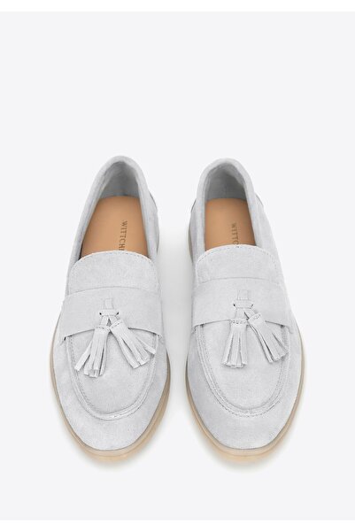 Wittchen Women's Suede Loafers with Tassel Light Gray Light Gray Suede Leather