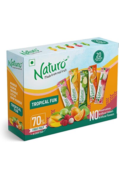 Naturo تشكيلة من قطع الفاكهة الاستوائية، عبوة من 20 قطعة، 140 غرام (7 غرام × 20)