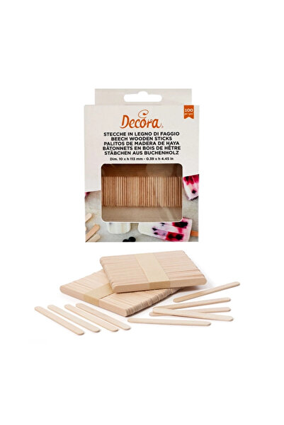 DECORA Set of 100 beech wood ice cream sticks, 10x113 mm
