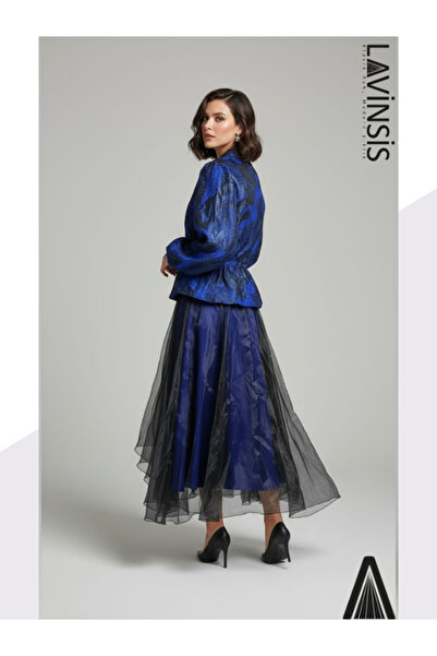 lavinsis brokar ceket ve organze tül etek 2'li takım