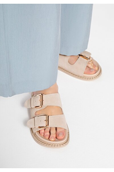 Wittchen Șlapi de damă din piele întoarsă bej