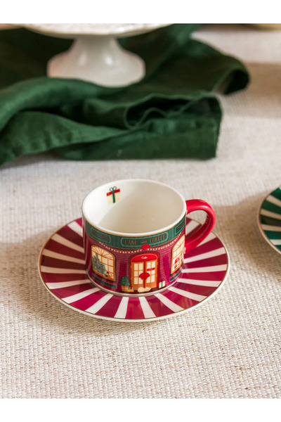 LC Waikiki LCW HOME Karışık Yılbaşı Temalı 2 Kişilik Porselen Kahve Fincan Takımı 90 Ml