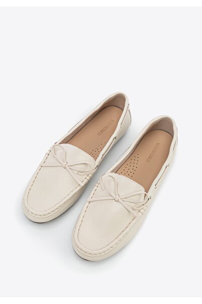 Wittchen Women's Leather Moccasins with Strap, Cream, Cream, Leather