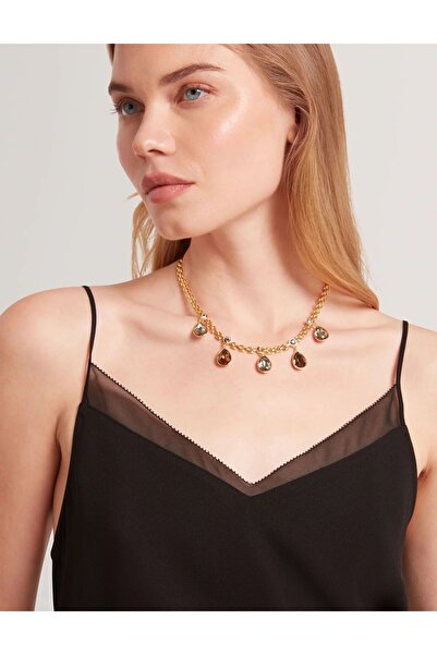 MG Chiffon Satin Strap Black Blouse Office Daily Stylish