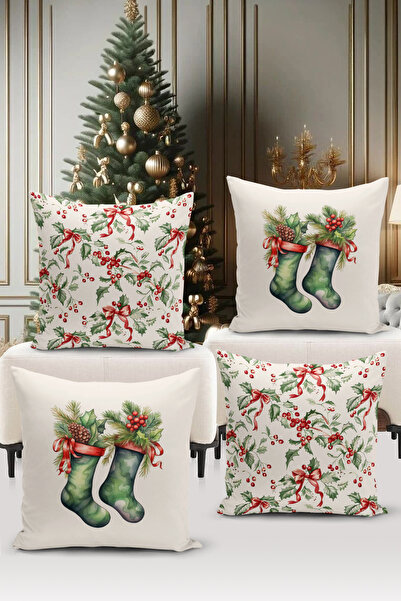 Bertille Home Seria de Anul Nou, set de cu imprimeu huse de pernă digitale cu...
