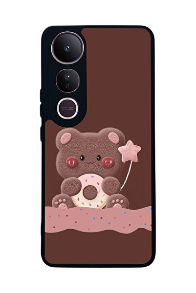 Aksel Kılıf متوافق مع Vivo V50 Lite مطبوع ، أسود غير لامع، سيليكون ناعم، واقي...