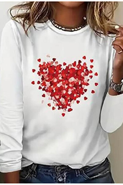 ESSFASIHON طاقم الرقبة المطبوعة بلوزة