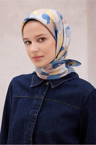 Belli Tivil Pure Silk Scarf Ist 4213 - 58 Indigo Geometric Pattern