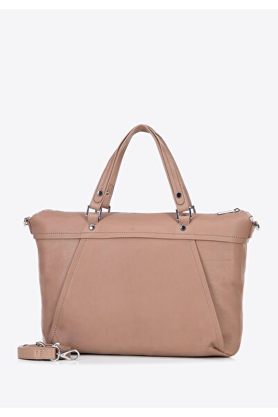Wittchen Geantă de laptop din piele pentru femei, 15" cu ciucure, bej, piele