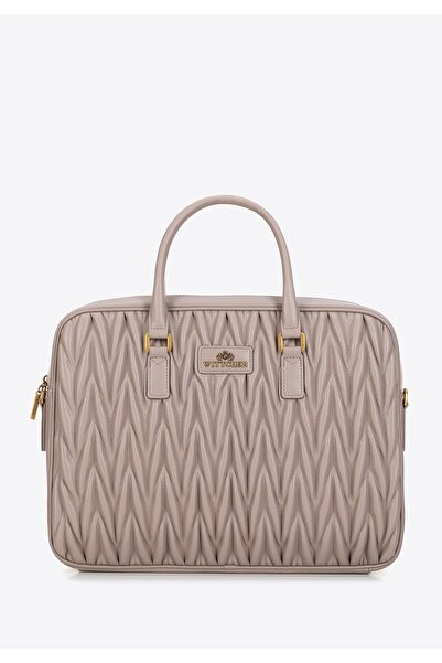 Wittchen Geantă pentru laptop de 14", piele matlasată vertical, bej, piele