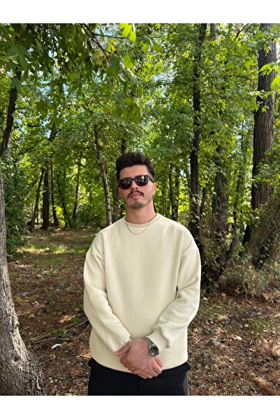 Butik Men's Oversized Crew Neck Basic Sweatshirt