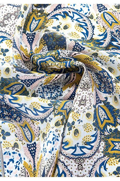 Wittchen Eșarfă de mătase pentru femeie cu model floral, albastru deschis, mătase albastru deschis