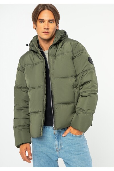 Wittchen Men's Quilted Jacket with Monogram Dark Green Polyester