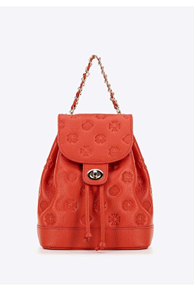 Wittchen Women's Leather Backpack with Chain Orange Leather