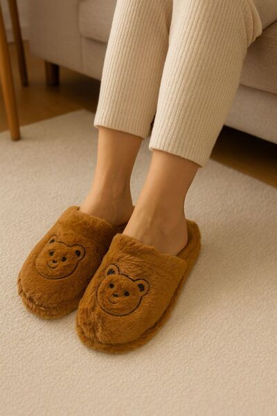 ALB TERLİK AYAKKABI SAN. TİC. LTD. ŞTİ. Cute Women's Plush Teddy Bear House Slippers – Warm Lightweight, Non-Slip, and Soft Comfort
