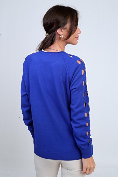 By Saygı Bluză de tricotat decoltată cu dungi pentru femei