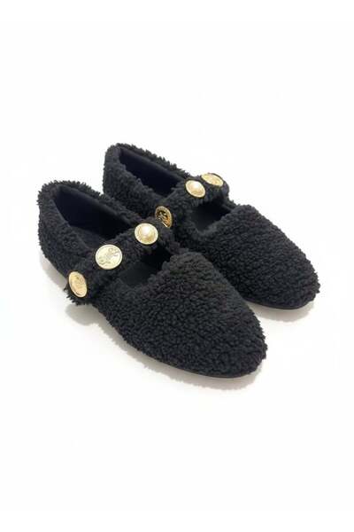 Bermody Else Pantofi de balerină afumati pentru femei, cu cataramă aurie, tal...