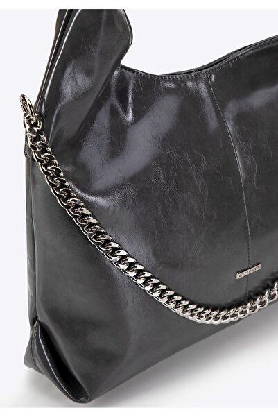 Wittchen Women's shopper bag with decorative chain, gray, -leather