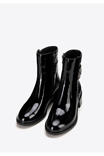 Wittchen Ghete Chelsea din piele matlasată pentru femei, negre și argintii, p...