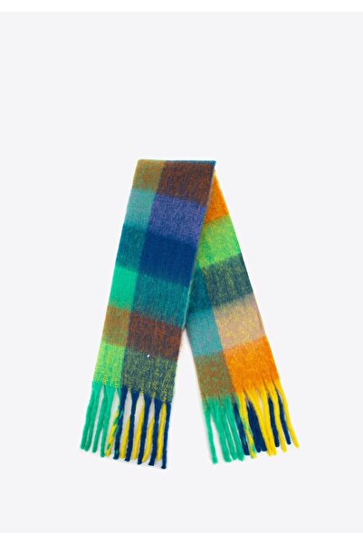 Wittchen Eșarfă multicoloră în carouri pentru femei, galbenă și albastră, poliester galben și albastru