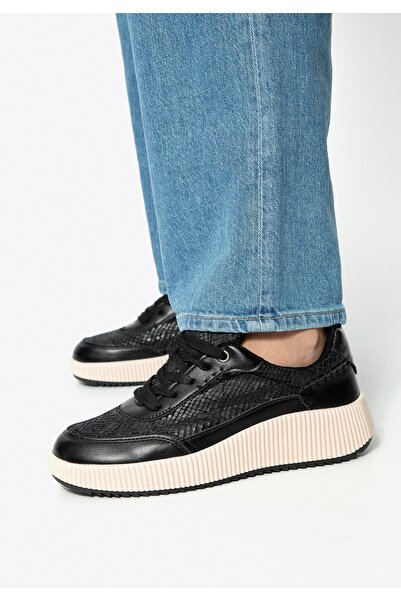 Wittchen Teniși negri din piele pentru femei