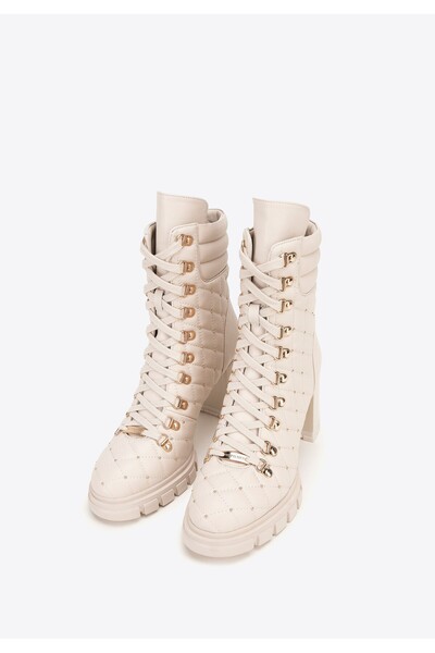 Wittchen Ghete de damă din piele cu talpă track, crem, crem, piele