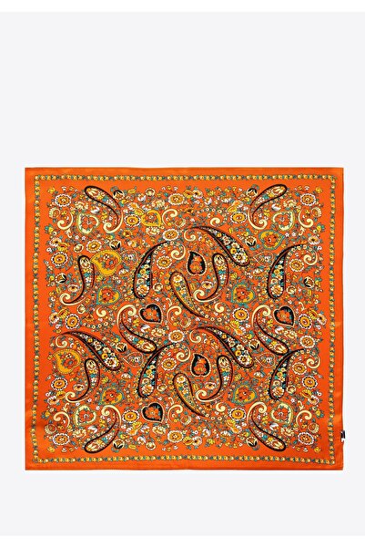 Wittchen Eșarfă de mătase pentru femei cu model Paisley, portocaliu, mătase portocalie