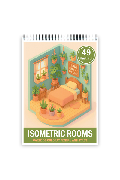Legendary Gifts Carte de colorat, 49 de ilustratii Isometric Rooms, 104 pagini, Format: A4