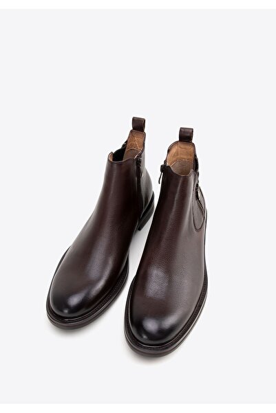 Wittchen Ghete Chelsea bărbătești din piele cu inserție glisantă, maro închis...