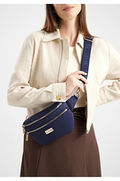Wittchen Women's Nylon Waist Bag with Adjustable Strap Navy Blue Nylon
