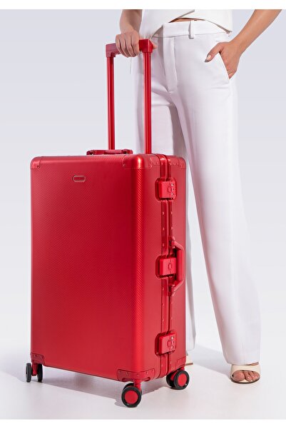 Wittchen Valiză medie bărbătească din aluminiu cu roți, roșie, din aluminiu