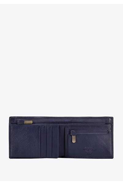 Wittchen Men's Leather Wallet with Fold-Out Panel, Navy Blue, Leather