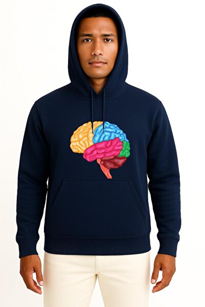 Bahriyeli Collection Худі з капюшоном Human Brain Anatomy з малюнком на грудях, унісекс